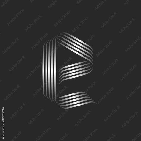 Small Letter E Logo Monogram Minimal Style With Curls Weaving Metallic