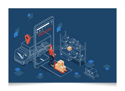 D Isometric Smart Logistics Concept With Warehouse Logistics And