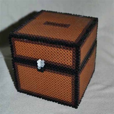 3d Perler Bead Minecraft Chest Etsy In 2021 Perler Bead Minecraft Images