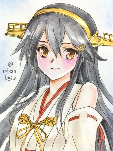 艦これ「榛名 改二です 艦これ版深夜の真剣お絵描き60分一本勝負 艦これ版真剣お絵描」みかんケイのイラスト