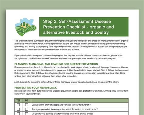 Self Assessment Disease Prevention Checklist