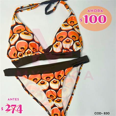 Malla Conjunto Bikini 830 Talles Del 40 Al 44 Color Celeste Y Naranja Mystica Ropa Interior