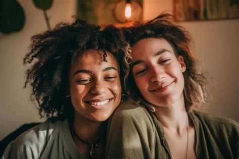 Premium AI Image Lovely Lesbian Couple Having A Good Time Practicing Mindfulness Meditation