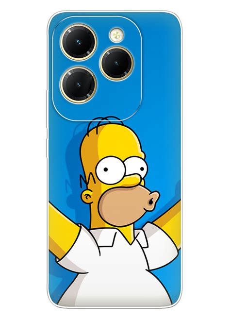 Бампер для Infinix Hot 40 The Simpsons Симпсоны успех Гомера Симпсона на синем фоне