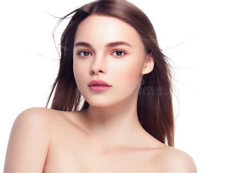 Beautiful Brunette Woman Portrait With Healthy Hair Clear Fresh Stock Image Image Of Fashion