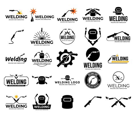 Flat Illustration Welding Torch Logo Design Welder Tool With Spark