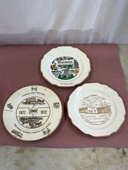 3 WI Collector Plates Lee Real Estate Auction Service