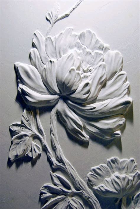 Панно "Пион" барельеф из гипса на заказ в интернет-магазине Ярмарка ...