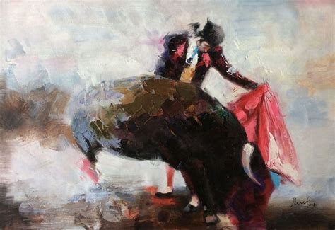 Bullfight Bullfighting Scene Oil Painting on Canvas Signed / Oil ...