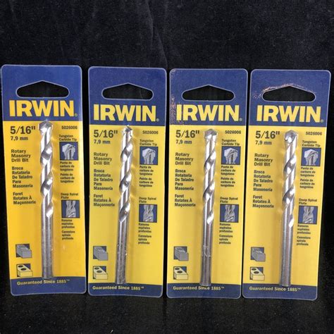 Lot Of 4 Irwin Rotary Masonry Drill Bits 5 16 5026006 Tungsten Carbide