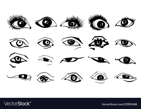 Beautiful Woman Eyes Ink Drawing Royalty Free Vector Image