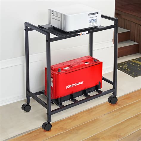 WINSTAR 2-Tier UPS Stand for Home and Office | Metal Inverter Trolley