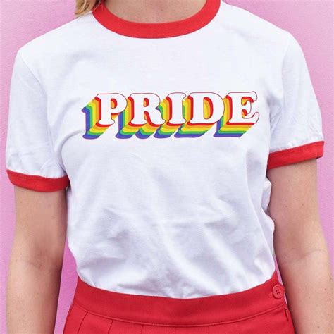 Pride Rainbow Red Ringer Tee Lgbtq Pride Empower Empowerment Pride