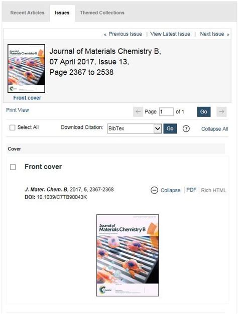 RSC Journal Of Materials Chemistry B Publishing News