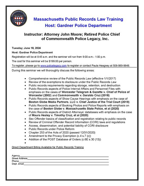 Public Records Law Training – MCSA – MA911