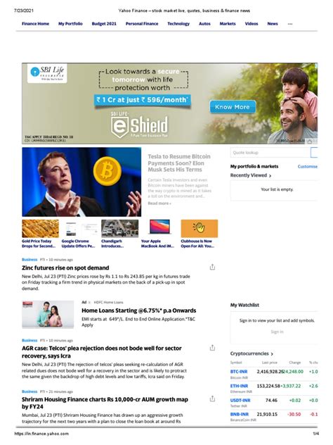 yahoo finance stock market  quotes business finance