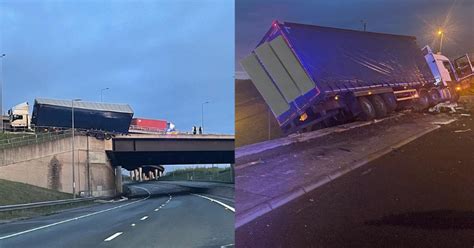 M1 And A14 Updates As Crashed Lorry Overhanging Bridge Forces Closures