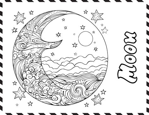 Crescent Moon Coloring Pages For Kids Vector Crescent Moon Coloring