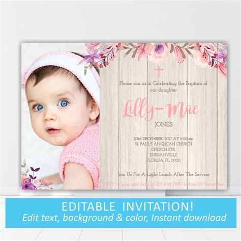 Christening Invitations Girl, Boy Birthday Invitations, Girl ...