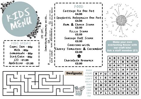 Free Kids Menu Template Free Templates Printable