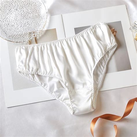 Pearl White Pure Mulberry Silk Bikini Panties Mid Waist Momme Float Collection Etsy
