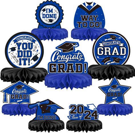 Orange And Blue Graduation Decorations 2024 8pcs Graduation