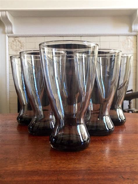 Vintage 1970s Libbey Smoked Glass Tumblers Set Of 6 Retro Etsy