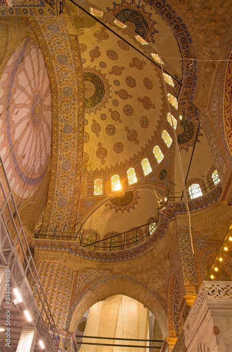 Part Of The Interior Of The Historic 17th Century Sultan Ahmet Mosque