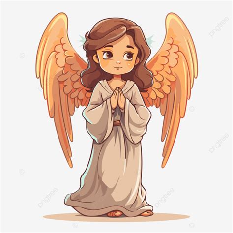 Angeles Clipart Lindo Ngel De Dibujos Animados Con Alas Y Rezando