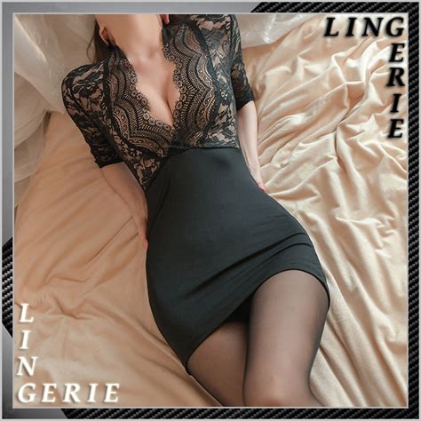 Jual Women Lingerie Sexy Elegan Long Nightdress Uniform Beauty Dress Baju Tidur Motif Bunga