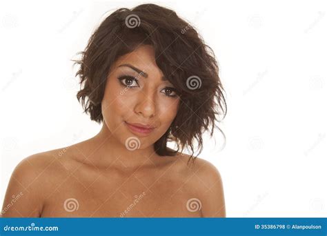 Hispanic Woman Close Up Looking Serious Stock Photo Image Of Eyes Latina