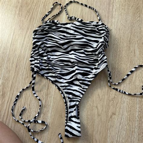 Zebra One Piece Thing Bikini Never Worn Bikini Depop