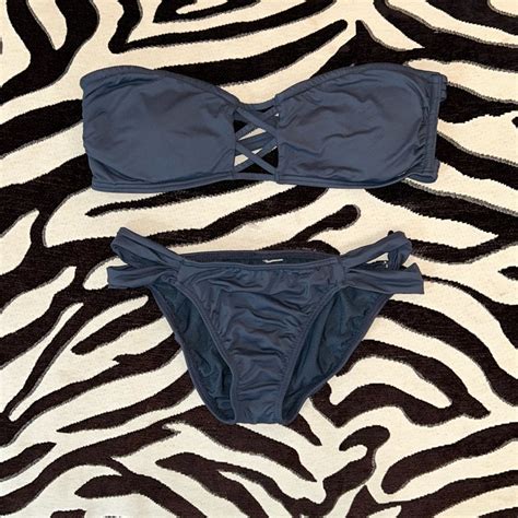 Navy Blue Bandeau Bikini Gem