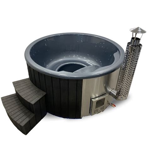 Hot Tub WPC Cm Badefass Mit Integriertem Holzofen Und Acryl