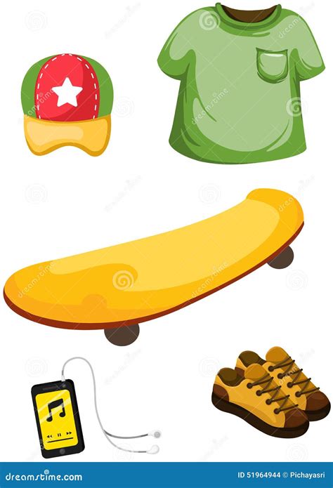Skateboardmusic Player And Clothing Stock Vector Illustration Of