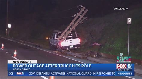 Power Outage After Truck Hits Pole Youtube