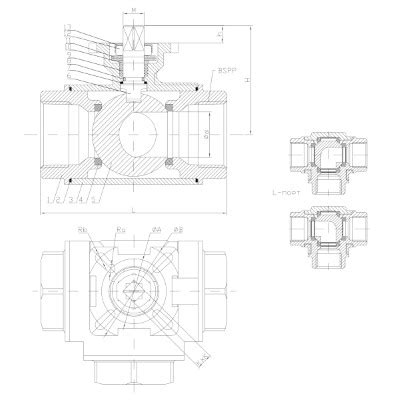 Краны шаровые трехходовые с ISO фланцем / DN 8-80 / PN 40 / нерж. сталь ...