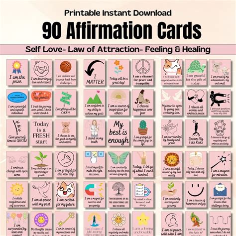 90 Affirmation Card Mindfulness Affirmations Deck 2024 Positive