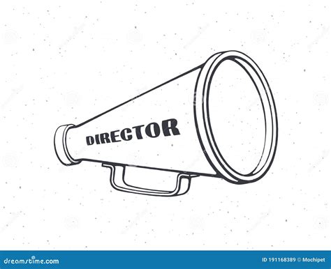 Outline Of Retro Megaphone With Word Director. Vintage Hand Loud ...