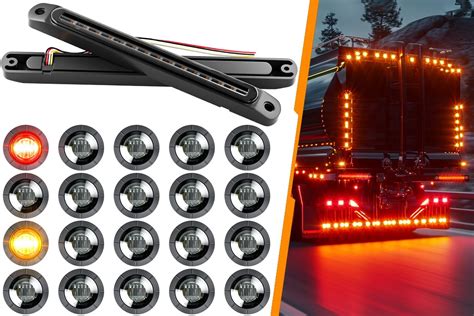 Pseqt 10 Trailer Brake Stop Turn Signal Tail Led Lights Red And Amber 2pcs 34