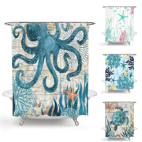 Bathroom Shower Curtain Sea Turtle Ocean Creature Landscape Shower