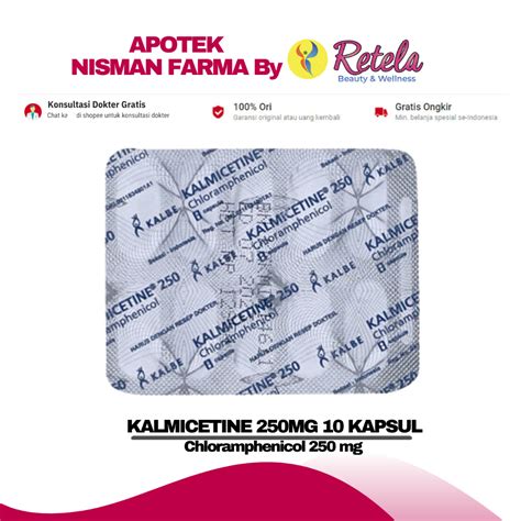 Jual KALMICETINE 250MG 1 BLISTER ISI 10 KAPSUL Chloramphenicol 250 Mg