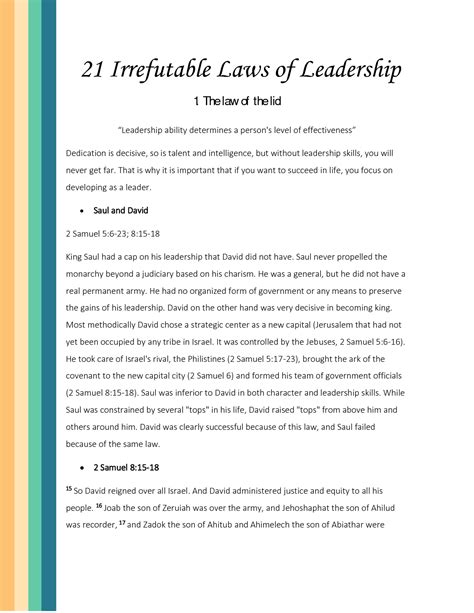 21 Irrefutable Laws Of Leadership Workbook 8