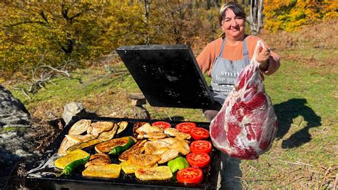 Cooking Lamb With Pita Bread In The Mountains From Grandma For