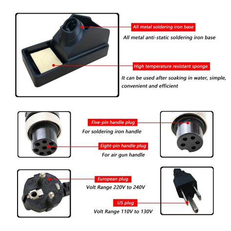 W V In Soldering Station Hot Air Gun SMD BGA Rework Desoldering Tools Faranux
