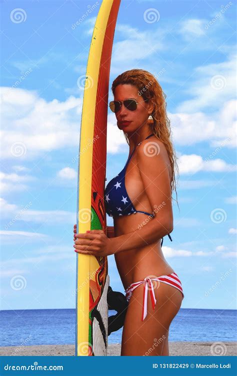Blonde Model In Bikini Stock Image Image Of Beach Model 131822429