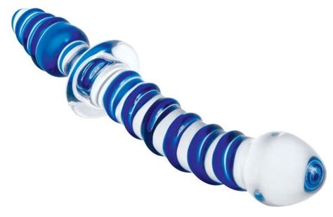 Adam Eve Twisted Love Glass Dual Ended Dildo In Clear Blue