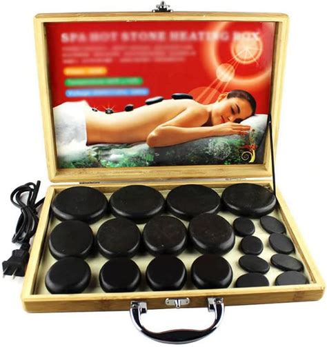 Nc Electric Hot Stone Massage Set Basalt Massage Stones With Bamboo Box Heater Professional