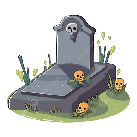 Grave Clipart Funny Cartoon Graveyard With Two Skulls Sitting On Rocks