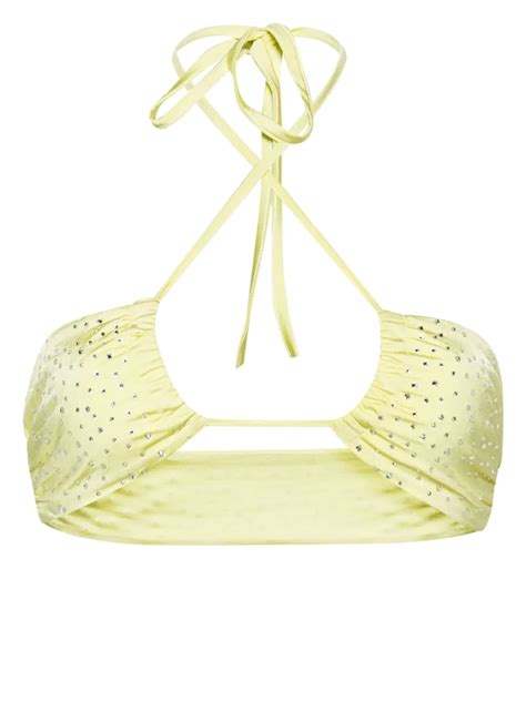 Forte Forte Crystal Embellished Halterneck Bikini Top Yellow FARFETCH